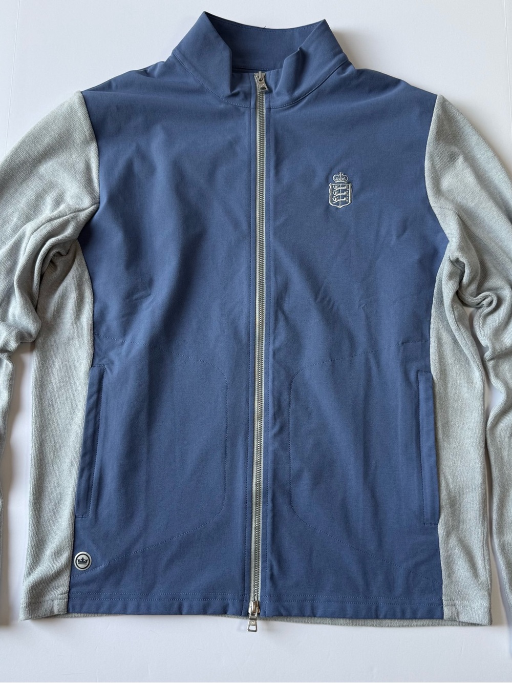 Peter Millar Solstice Performance Hybrid Full-Zip Cardigan Golf Jacket Blue/Grey